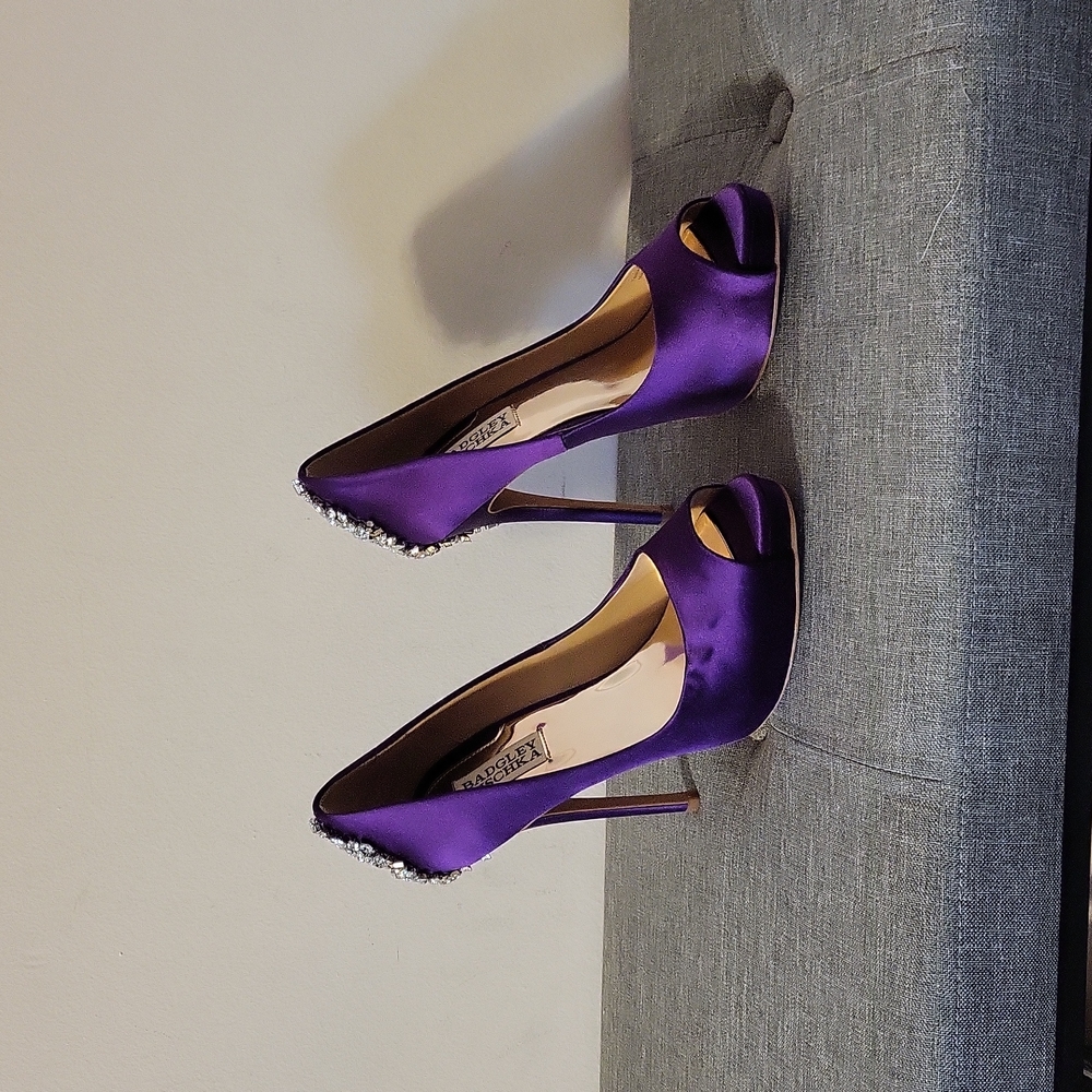 Royal Purple Badgley Mischka Jeweled High Heels Gem
